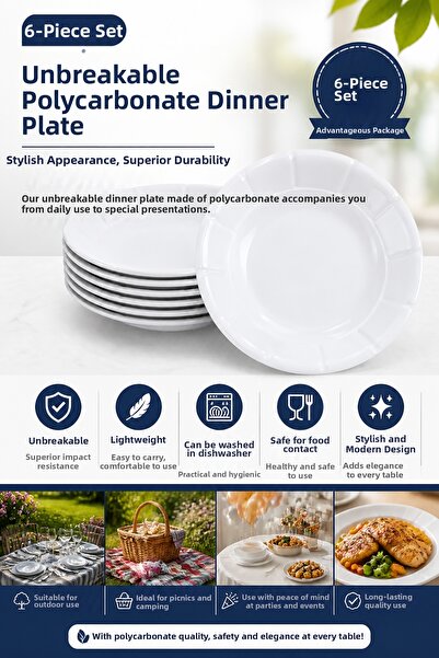 Akyüz Plastik 🍚   طقم من 6 أطباق أرز من البولي كربونات غير قابلة للكسر مقاس ...