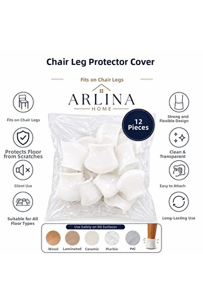 Arlina Home Kids 12 Pieces Table and Chair Foot Protector Anti-Scratch White ...