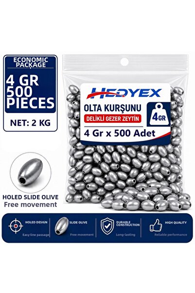 Hedyex 4 جرام 500 قطعة (2 كجم) صنارة صيد مثقوبة جلزير زيتون