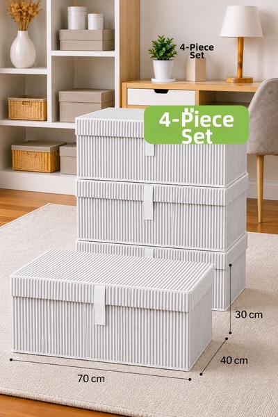 Helen's Home Set of 4 Large Size Box with Lid 70X40X30 Storage Box Blanket Qu...