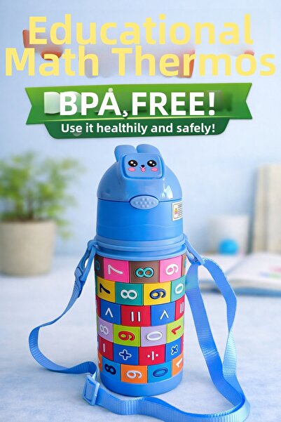 teknohediye ترمس للأطفال سعة 350 مل مع مصاصة - مصنوع من الفولاذ المقاوم للصدأ...