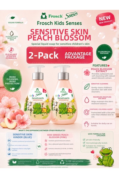 Frosch Kids Senses Peach Blossom Sensitive Children's Liquid Soap 300 ml - Pe...