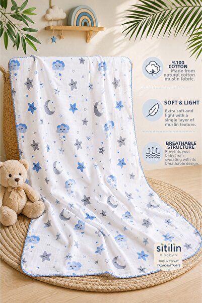 Sitilin Girl and Boy Baby Single Layer Muslin Swaddle Blanket Seasonal and Su...