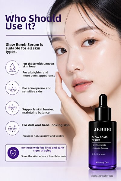 JEJUDO Glow Bomb Serum 10% Niacinamide Skin Tone Equalizer Anti-Blemish Brightening Face Serum 30 ml