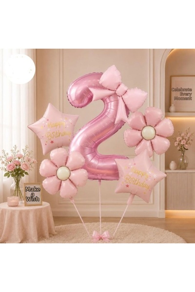 ÇITIPITISTORE Pink Daisy Bow Themed Birthday Party Celebration Set