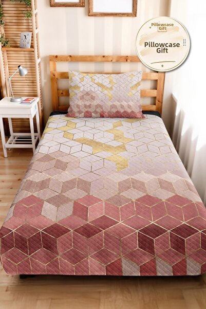 Evimde Bambaşka Geometric Powder Young Room Single Pique Set - Modern Gold 16...