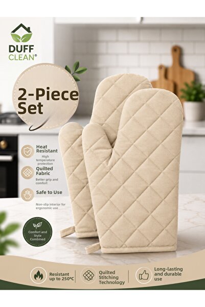 DUFF CLEAN Set of 2 Quilted Oven Gloves – Heat Resistant