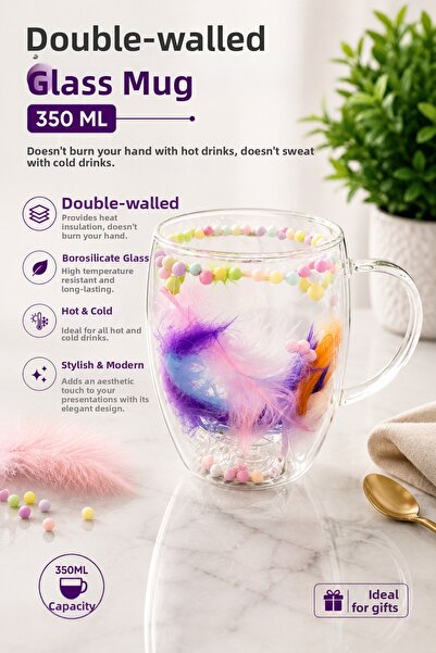 Evsun Home Collection Double Walled Glass 350ml