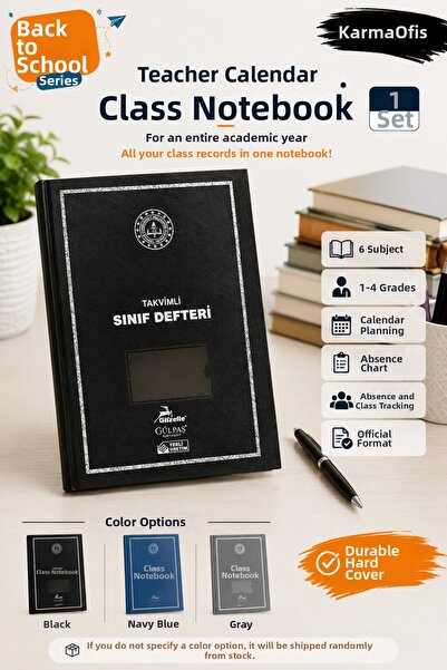 KarmaOfis Calendar Class Notebook 6 Class Level 1-4. Hard Cover Teacher Plann...