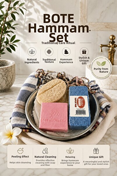 Aktarzane Hamam Set Traditional Bath and Spa Care Set Natural Loofah, Soap an...
