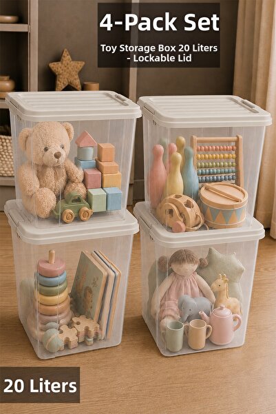 Meleni Baby 4-Piece Deep Toy Organizer - Baby Room Organizer with Locking Lid...