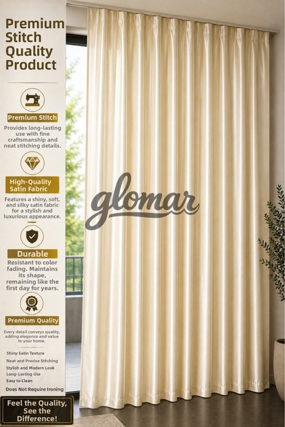 GLOMAR Cream Color Satin Sunshade with Cornice, Suitable for Background and T...