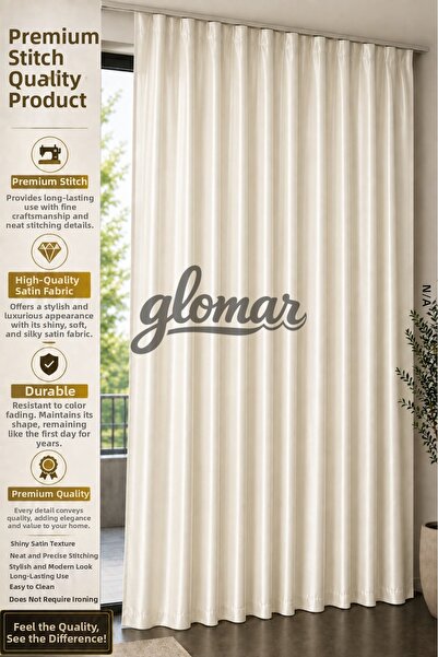 GLOMAR Off-White Satin Sunshade with Cornice, Suitable for Background and Tul...