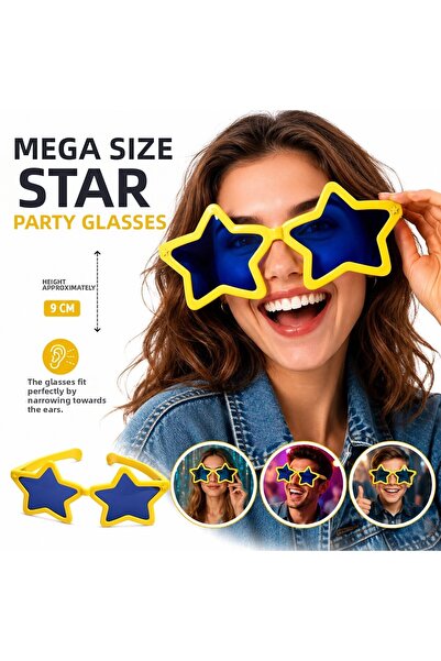 Marsilyan Mega Tip Star Party Glasses Yellow Color Ilkelgrp-Mrs342