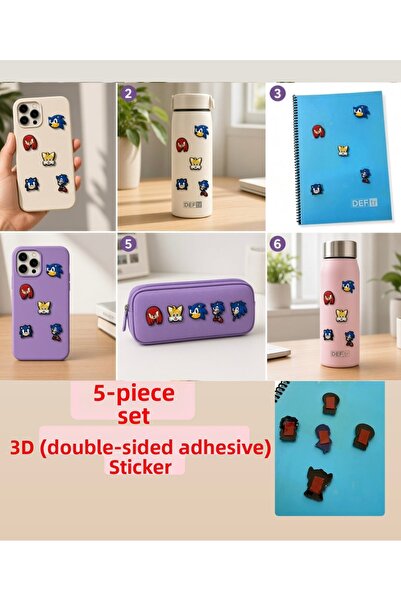 Buki'nin Atölyesi 5-Piece 3D Silicone Sticker Set – Decorative Figured Sticke...