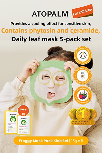 Atopalm Leaf Mask with Cooling Effect on the Skin for Children, Set of 5 Frog...