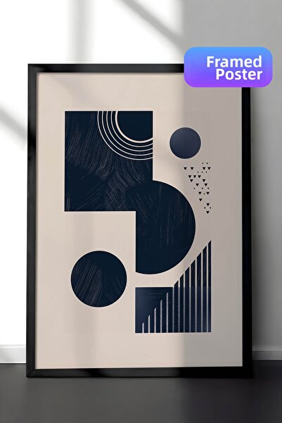 Zestia Pictură murală cu model geometric în cadru negru, cu motiv cu scară și...