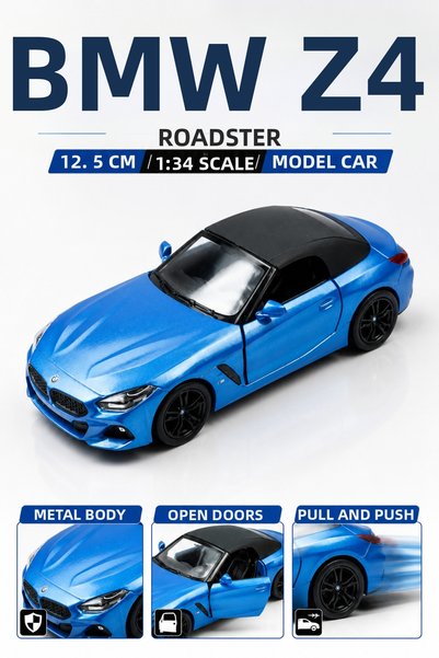 YILDIRIM OYUNCAK Die Cast Bmw Z4 Roadster Model Car 12.5cm – 1:34 Scale Metal...