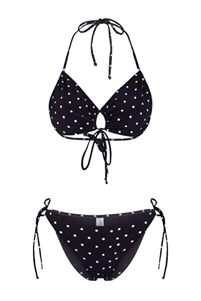 Trendyol Collection Set bikini cu talie normală, acoperit cu braletă cu bulin...