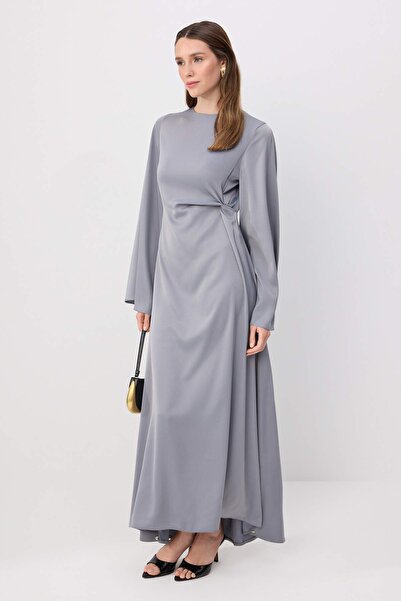 Trendyol Modest Φόρεμα και ολόσωμη φόρμα με ανθρακί επένδυση, Φόρεμα χιτζάμπ ...