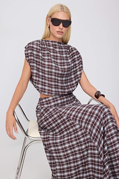 Trendyol Collection Plaid Blouse Skirt Woven Bottom - Top Set Twoss26Au00308