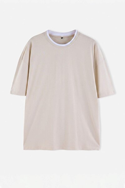 Trendyol Kollektion Übergroßes Stone Regular T-Shirt mit tiefem Schulteraussc...