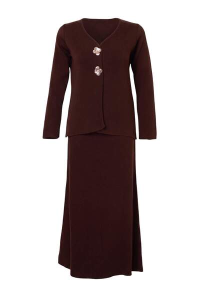 Trendyol Modest Brown Buckle Regular Pique Plain Knitwear Hijab Bottom - Top ...