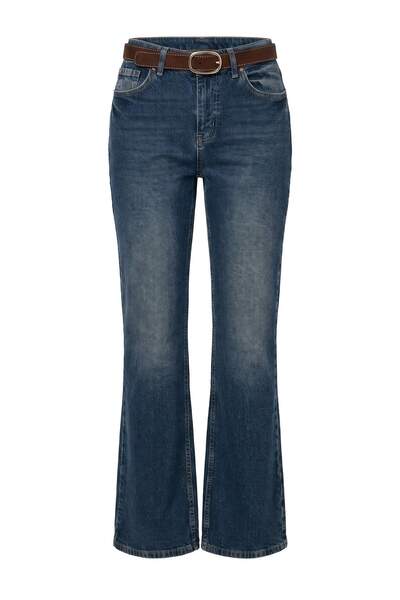Trendyol Collection Dark Blue Low Stretch Regular Waist Flare Bootcut Jeans T...