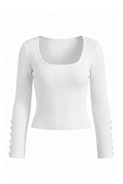 Trendyol Collection Ecru Soft Textured Wool Special Yarn Knitwear Sweater Two...