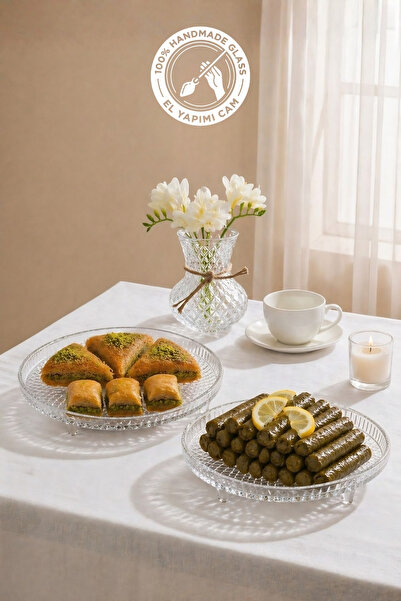 Glamis Σετ 2 τεμαχίων για παρουσίαση κέικ και γλυκών με υαλοπίνακες, χειροποί...