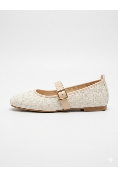 ZARICH Demo Women's Tweed Fabric Buckle Daily Comfortable Sole Orthopedic Elegant Ballerinas