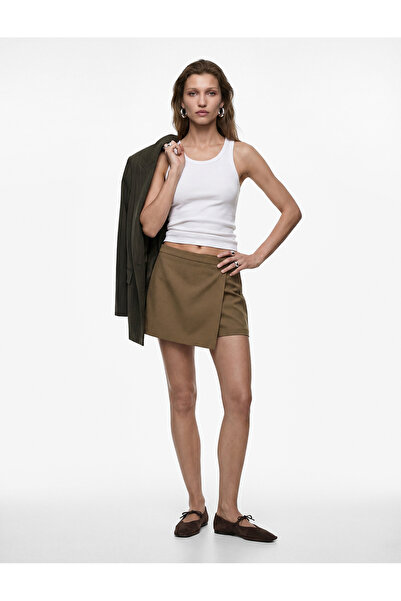 Koton Μίνι φούστα με ψηλόμεση τσέπη και λεπτομέρεια από μείγμα βισκόζης