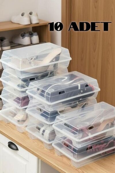 10Pcs Women's Shoe Box Transparent Shoe Storage Box - Wardrobe Inner Shoe Holder Organizer