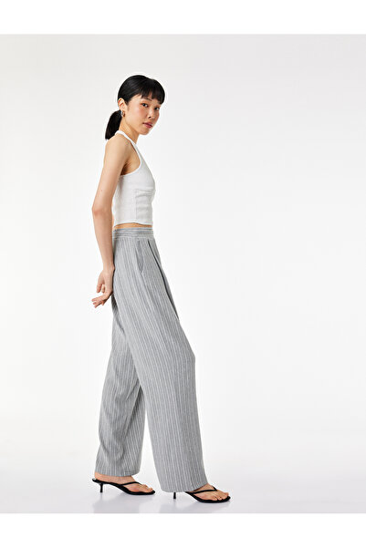 Koton Παντελόνι από ύφασμα με ρίγες, με ίσια φαρδιά μπατζάκια, με τσέπες και ...