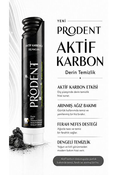 Prodent Aktif Karbon Etkin Beyazlatma Vegan Formül Doğal Diş Macunu