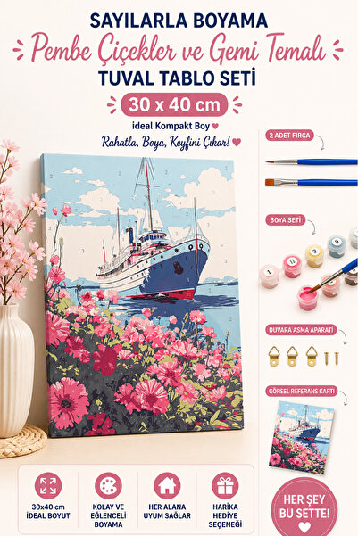 caps office Sayılarla Boyama Gemi Temalı Tuval Tablo Seti | 30x40 cm Büyük Bo...