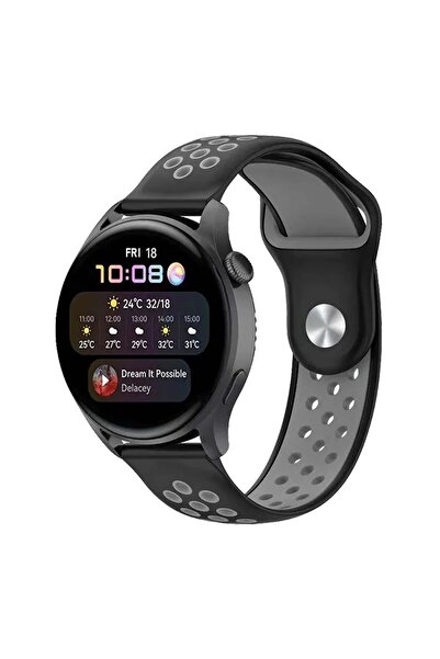 SORA GROUP ®   Watch 20mm Sports Perforated Strap - Black-Grey