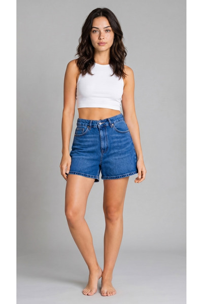 ENZİM JEANS Γυναικείο 100% βαμβακερό ψηλόμεσο τζιν σορτς City Boy