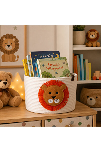 LİSYA HOME Bebek Çocuk Odası Aslan Sepet ,Oyuncak Sepeti, Kirli Sepeti, Dolap...