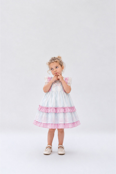 Tifina Kids Rochie de vară cu volane, în culori pastelate, în straturi, pentr...