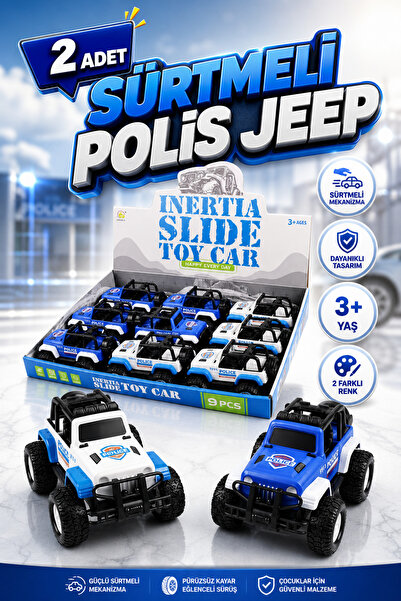 viyolmarketim 2’li Sürtmeli Polis Jeep Oyuncak Araba Seti – Dayanıklı, Gerçek...