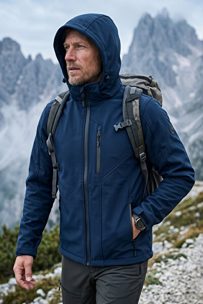 OSTORM Sagwo Lacivert Renk Erkek Softshell Mont Ceket % 95 Polyester, % 5 Ela...
