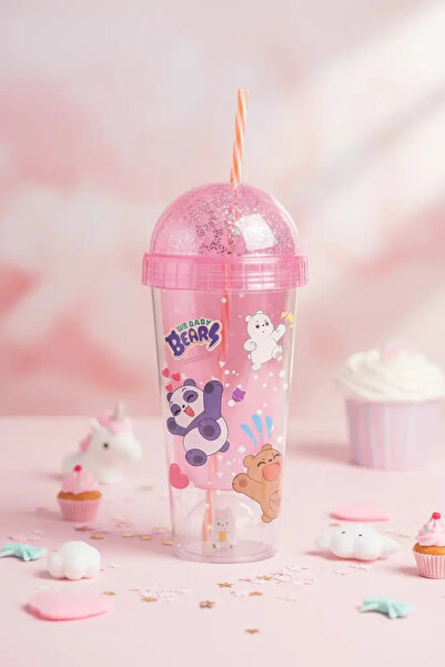 Miniso We Baby Bears Lisanslı Pipetli Plastik Şişe – Figür Detaylı ve Sızdırm...