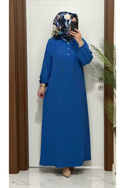 MODA ALMİRA 5858 K-80 İNDİGO GÜLAY ELBİSE