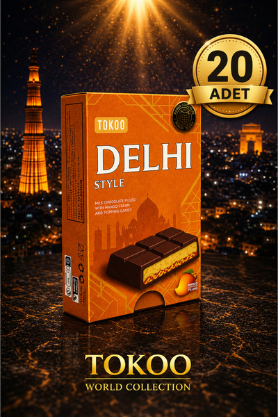 Tokoo Delhi: 30g*20ad. Mangolu krema ve patlayan şeker dolgulu sütlü çikolata