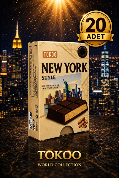 Tokoo New York: 30g*20 ad. Yerfıstıklı krema dolgulu sütlü çikolata