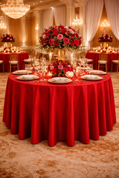 Valerium Large Round Organizational Tablecloth with Suede Texture and Draped ...