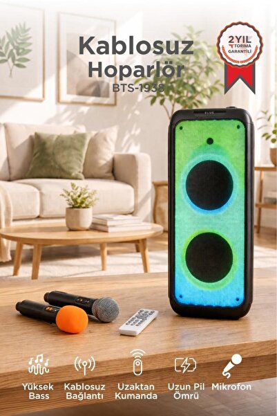Torima Bluetooth Hoparlör Rgb Işıklı Speaker BTS-1938 Siyah