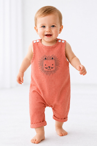 OUTLET İSİZ Erkek Bebek Lion Müslin Tulum