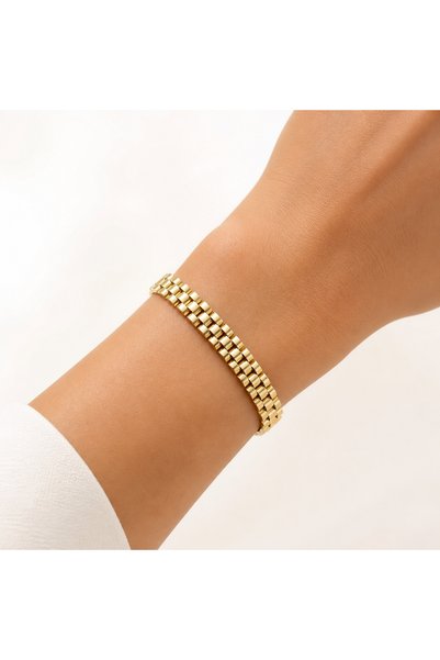 Selay Accessory Gold Chain Form Bracelet – Modern and Stylish Women's Bracelet